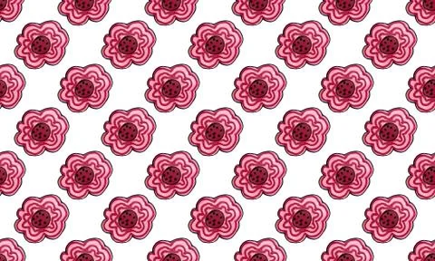 Seamless pattern with hand drawn flower heads Stock Illustration