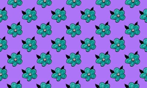Seamless pattern with hand drawn flower heads Stock Illustration