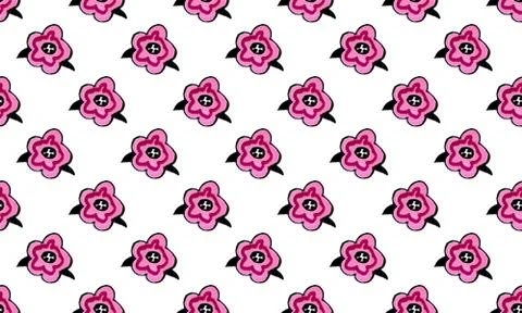 Seamless pattern with hand drawn flower heads Stock Illustration