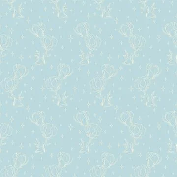 Seamless pattern hand drawn flower sketch neutral illustration Stock Illustration