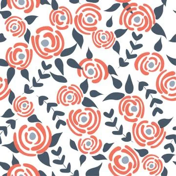 Seamless pattern with hand drawn flowers in scandinavian style. Creative flat Stock Illustration