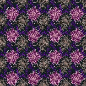 Seamless pattern with hand drawn flowers. Stock Illustration