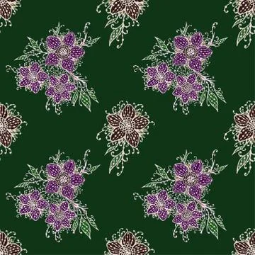 Seamless pattern with hand drawn flowers. Stock Illustration