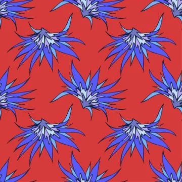Seamless pattern with hand drawn flowers. Stock Illustration