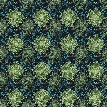 Seamless pattern with hand drawn flowers. Illustrazione stock