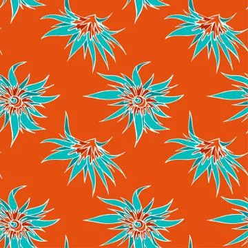 Seamless pattern with hand drawn flowers. Stock Illustration