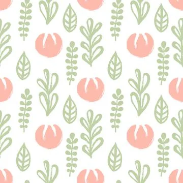 Seamless pattern with hand-drawn flowers. Vector design. Stock Illustration