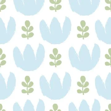 Seamless pattern with hand-drawn flowers. Vector design. Stock Illustration