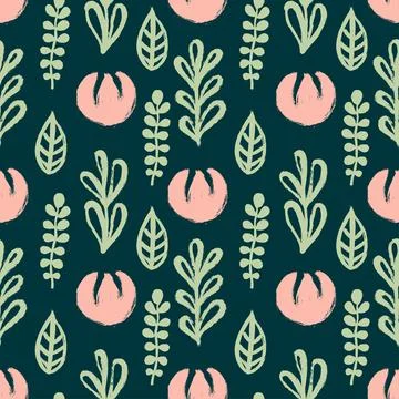Seamless pattern with hand-drawn flowers. Vector design. Stock Illustration