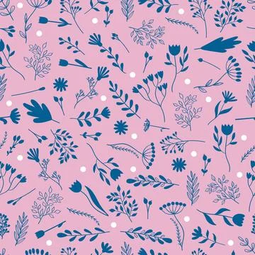 Seamless pattern with hand drawn flowers. Floral background. Trendy texture.. Stock Illustration