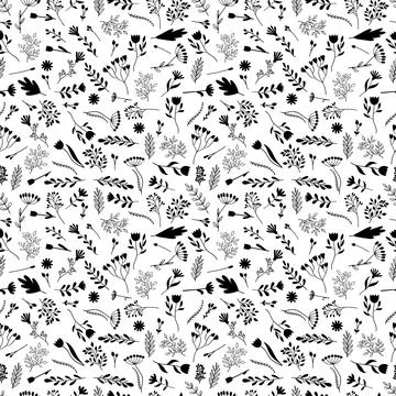 Seamless pattern with hand drawn flowers. Trendy texture for textile, wrapp.. Stock Illustration