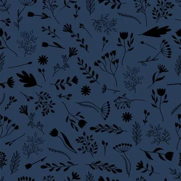 Seamless pattern with hand drawn flowers. Floral background. Trendy texture.. Stock Illustration