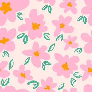 Seamless pattern with hand drawn flowers. Vector illustration Stock Illustration