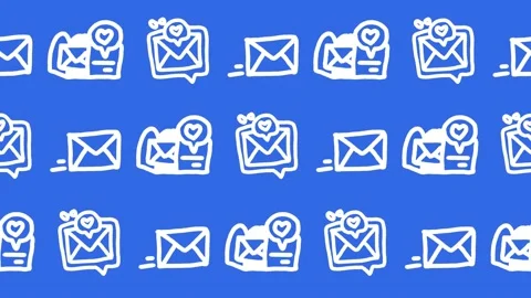 Seamless pattern of hand-drawn flying envelope letters, email notification Stock-Footage 337800848