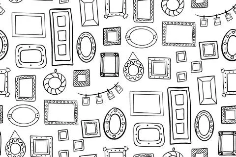 Seamless pattern with hand drawn Frame doodle Stock Illustration