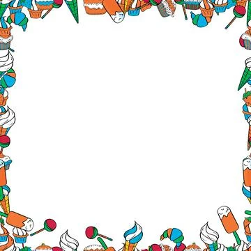 Seamless pattern. Hand drawn frames. Vintage doodle sketch picture frame doodle Stock Illustration