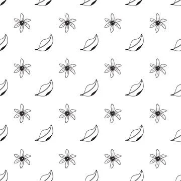 Seamless pattern with hand drawn fresh lemon leaves Stock Illustration