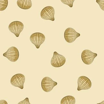 Seamless pattern Hand drawn fresh garlic bulb on white Stock Illustration