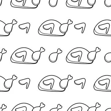 Seamless pattern hand drawn fried chicken Stock Illustration