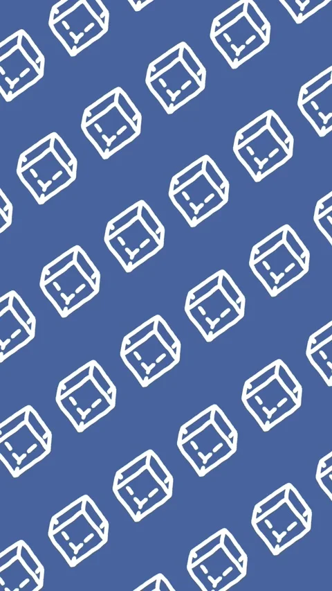 Seamless pattern of hand-drawn geometric cubes on abstract vertical background Stock Footage 339008595