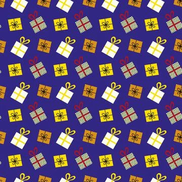 Seamless pattern with hand drawn gift boxes Stock Illustration