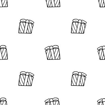 Seamless pattern with hand drawn gift box 스톡 일러스트