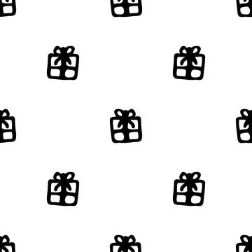 Seamless pattern with hand drawn gift box Stock Illustration