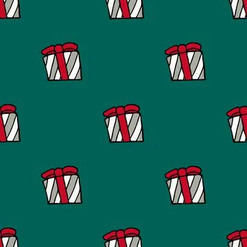 Seamless pattern with hand drawn gift box Stock Illustration