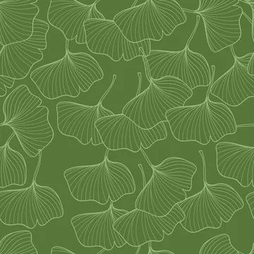 Seamless pattern hand drawn gingko leaf on green background.Vector illustrati Stockillustratie