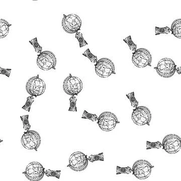 Seamless pattern Hand drawn globe showing world exploration and education Illustrazione stock