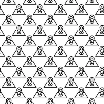 Seamless pattern hand drawn gps. Doodle black sketch. Sign symbol. Decoration Stock Illustration
