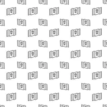 Seamless pattern hand drawn gps map. Doodle black sketch. Sign symbol. Decora Stock Illustration