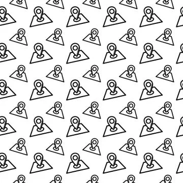 Seamless pattern hand drawn gps. Doodle black sketch. Sign symbol. Decoration Stock Illustration