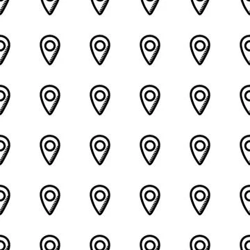 Seamless pattern hand drawn gps. Doodle black sketch. Sign symbol. Decoration Stock Illustration