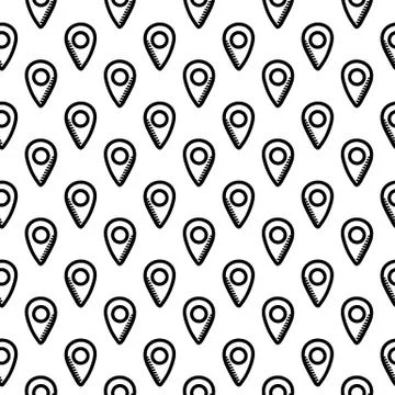 Seamless pattern hand drawn gps. Doodle black sketch. Sign symbol. Decoration Stock Illustration