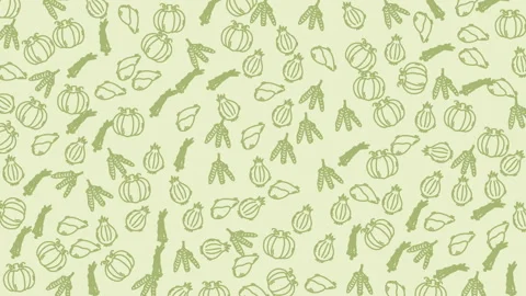 Seamless Pattern of Hand-Drawn Green Vegetables and Herbs Illustration Stock Footage 320816097