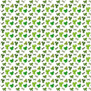 Seamless pattern with hand drawn green bows on light background Stock Illustration