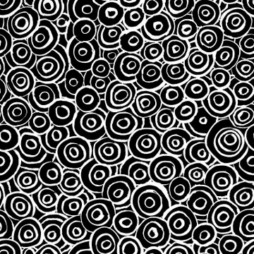 Seamless pattern with hand drawn grunge circles. Ink illustration. Hand drawn Illustrazione stock