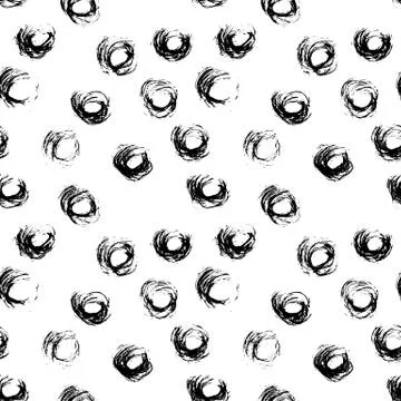Seamless pattern with hand drawn grunge circles. Ink illustration Stock Illustration