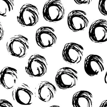 Seamless pattern with hand drawn grunge circles. Ink illustration Stock Illustration