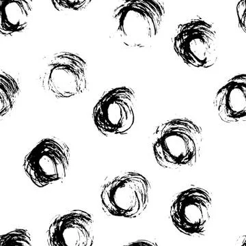Seamless pattern with hand drawn grunge circles. Ink illustration Stock Illustration