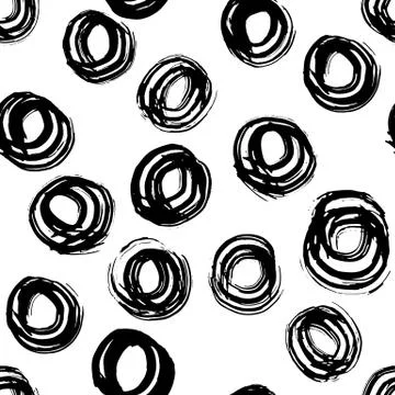 Seamless pattern with hand drawn grunge circles. Ink illustration Illustrazione stock