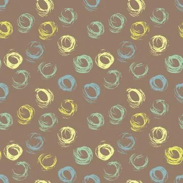 Seamless pattern with hand drawn grunge circles. Ink illustration Illustrazione stock