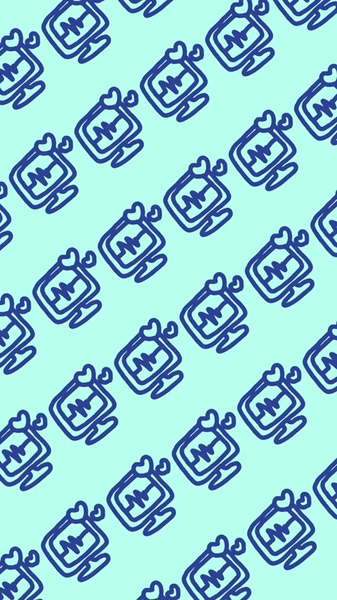 Seamless pattern of hand-drawn heart monitors on an abstract vertical background Stock Footage 338372643