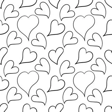Seamless pattern hand drawn heart Stock Illustration