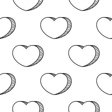Seamless pattern hand drawn heart Illustrazione stock