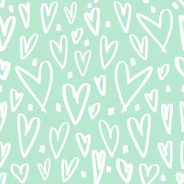 Seamless pattern with hand drawn hearts. Creative expressive background Stock Illustration