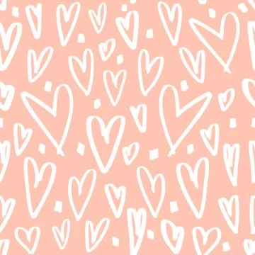 Seamless pattern with hand drawn hearts. Creative expressive background Stock Illustration