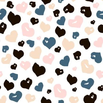 Seamless pattern with hand drawn hearts. Creative expressive background Stock Illustration