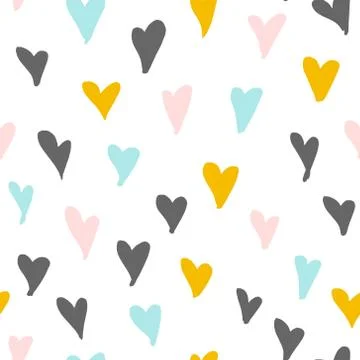 Seamless pattern with hand drawn hearts. Vector illustration Illustrazione stock